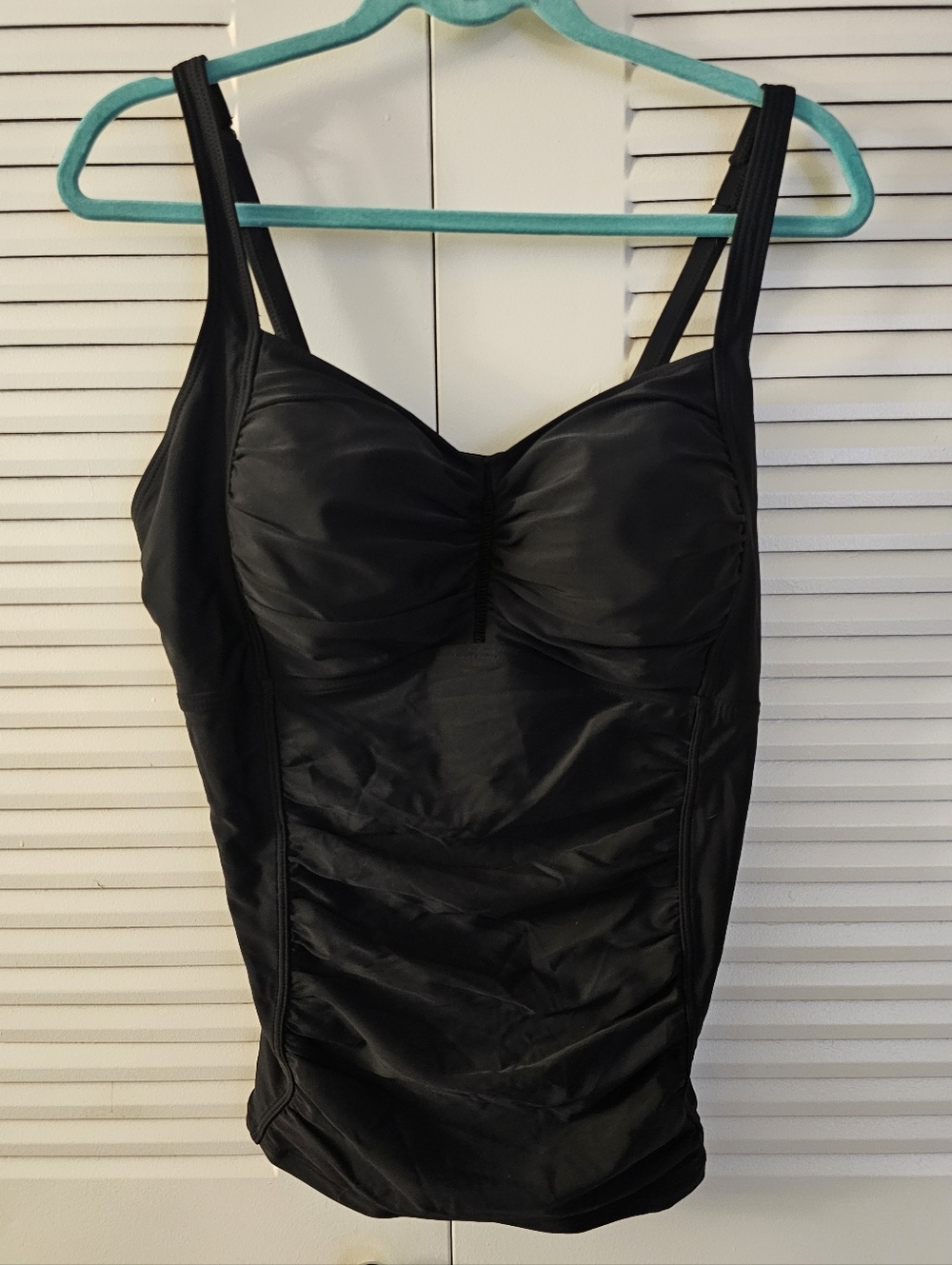 Hilor Women's Tankini Ruched Tummy Control Swimsuit Top - Size 16